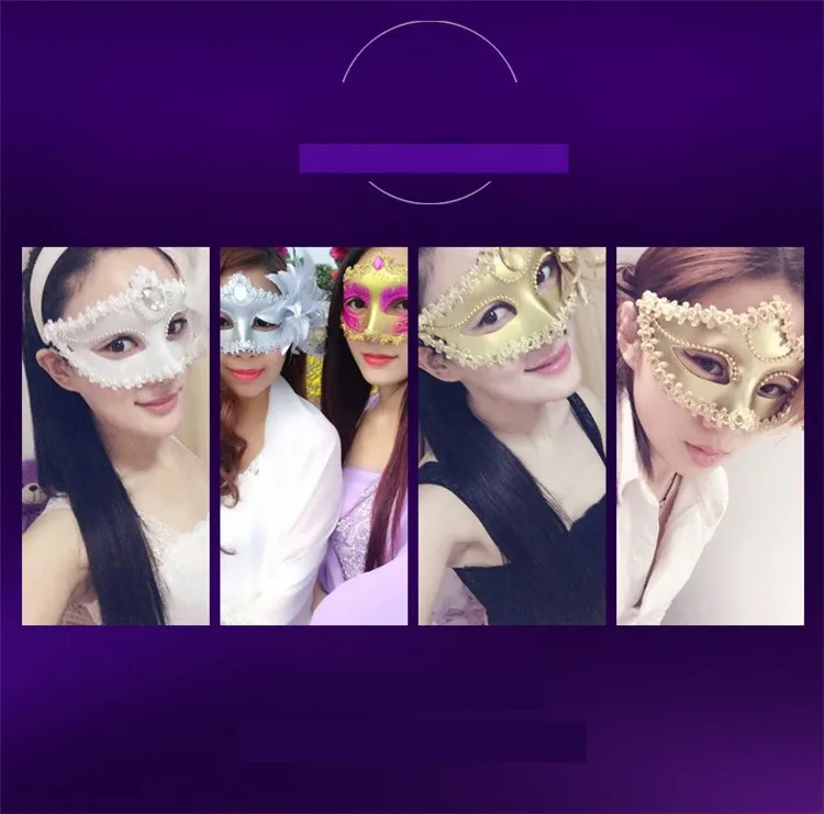 Venice Half Face Lily Feather Mask Fancy Ball Party Princess Mask Masquerade Masks Sexy Woman Eye Mask FA10 (8)