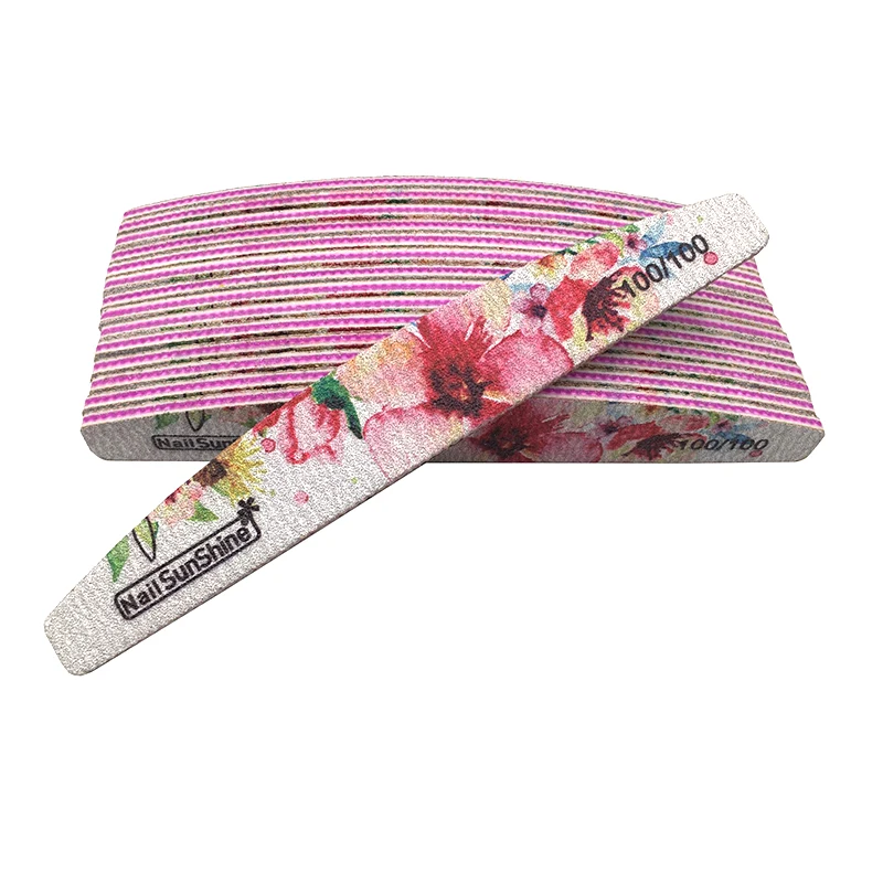 

50Pcs 100/100 Nail Art Sanding File Strong Sandpaper Nail Buffer For Acrylic Nail Washable Files Semilune Buffing Professional