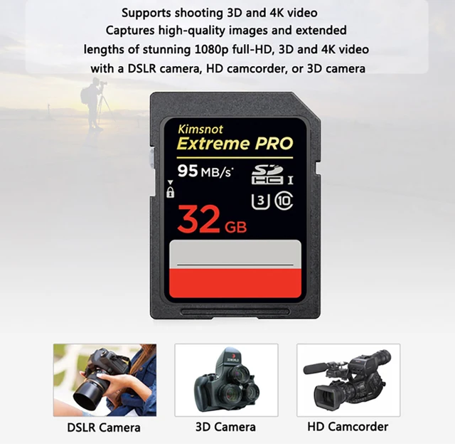 Prix conseillé Sandisk Extreme PRO 32 Go 64 Go 128 Go 256 Go SD Carte 170  Mo U3 V30 UHS-I pour caméra vidéo HD 4K Carte mémoire - Chine Carte mémoire  et carte SD prix