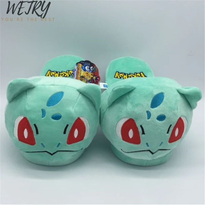 Cartoon Slippers Новинка; аниме мультфильм с покемоном; тапочки для влюбленных; теплые женские тапочки; обувь из плюша с шариками эльфа и Пикачу; домашние тапочки для детей - Цвет: Cartoon Slippers