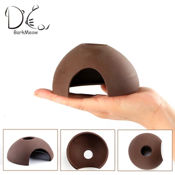 

Pet Fish Shrimp Aquarium Decoration Ornament Landscape Purple Sand Pottery Hide House Breed Place Water Pot