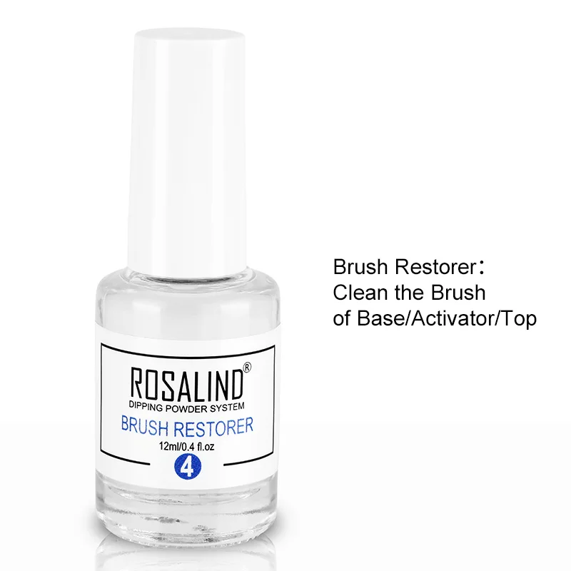 ROSALIND пудра для напыления дизайна ногтей голографический лак Блестящий градиент Блестящий хромовый пигмент набор порошка хлопья для ногтей блестки - Цвет: Brush Restorer