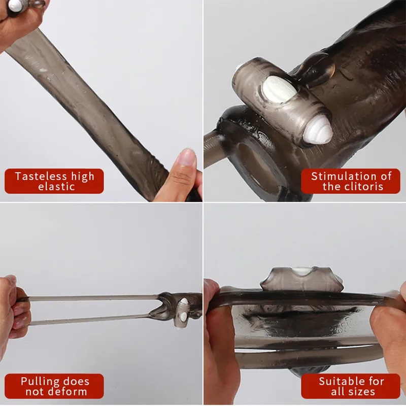 penis extender enlargement pump silicone reusable double vibratou condoms for men sex toys for couples penis sleeve