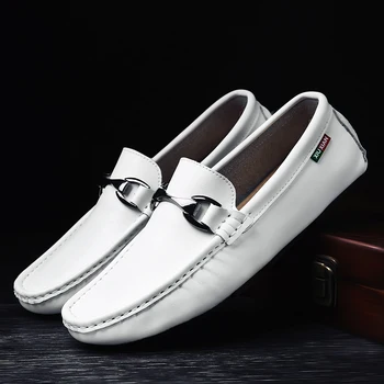 

2020 Leather Men Loafers Shoes Mens Moccasins Slip On Man's Shoe Casual Flats Summer Boat Driving Shoes Mocassini Uomo Estivi