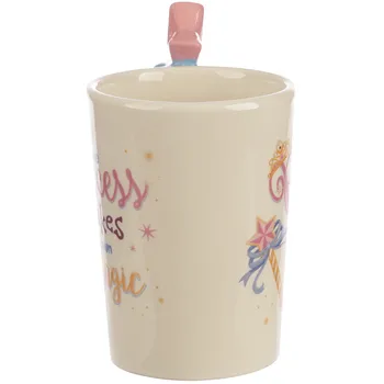 

3D Painted Ceramic Scepter Handle cup Cute girl Heart Ceramic cup Coffee cup gift Cartoon cup