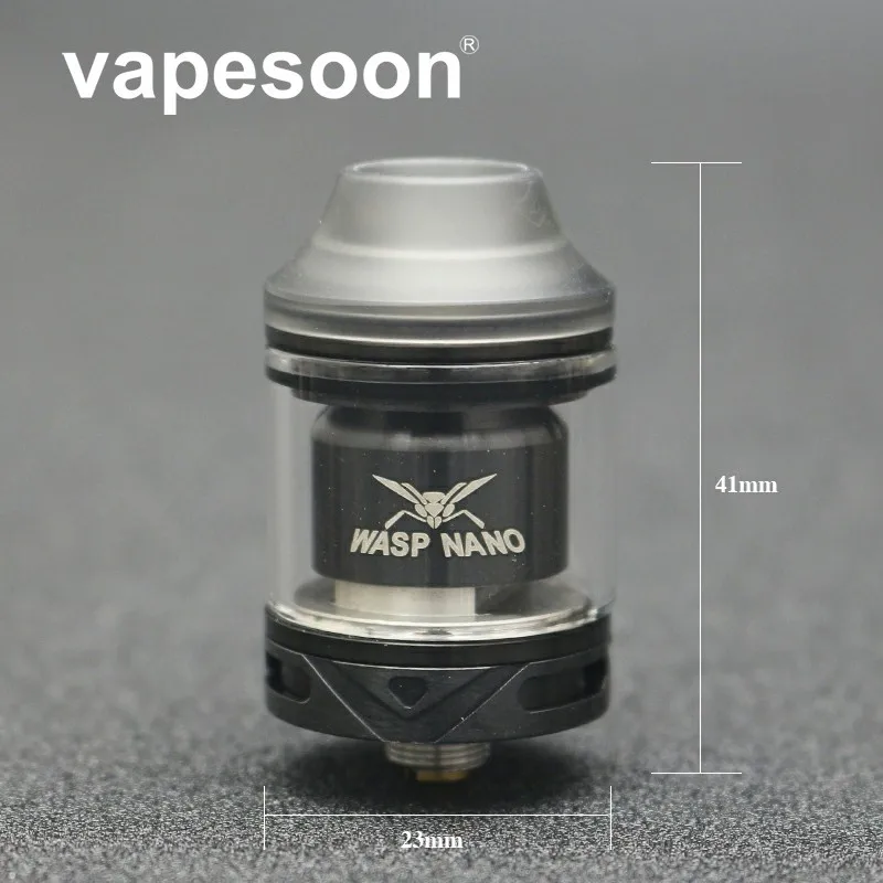 

WASP NANO RTA 2ml Capacity 22mm Atomizer Tank Single Coil Vape Tank Top refill design & PCTG drip tip Vape Vaporizer