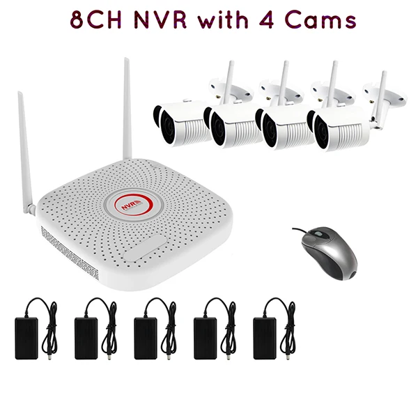 2MP 1080P CCTV система 8ch HD Беспроводной NVR комплект 4 ТБ HDD Открытый ИК ночного видения IP Wifi камера система безопасности наблюдения - Цвет: 8CH NVR With 4 Cams