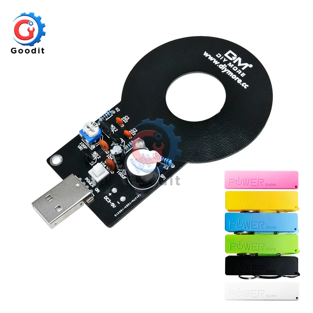 DC 3V-5V Metal Detector Kit 60 millimetri Detective Senza contatto del Sensore Modulo con 18650 USB accumulatori E Caricabatterie Di Riserva Scatola di Metallo Finder Elettronico Fai Da Te