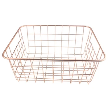 

Nordic Style Metal Wire Storage Basket Cosmetic Organizer Holder Home Office Desk Toiletry Collection Bathroom Shelf