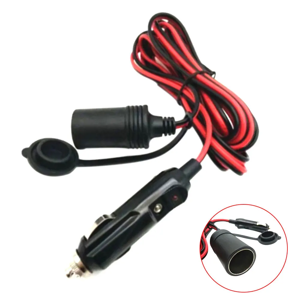 3.5m Motorcycle Car Vehicle Outlet Extension Cable Electric Cigarette Lighter Fuse Socket Power Supply Plug With LED Accessories