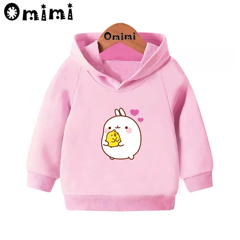 Детские толстовки с героями мультфильмов Molang and Piupiu; детские толстовки с капюшоном; крутой пуловер для малышей; топы для девочек и мальчиков; осенняя одежда; KMT5217