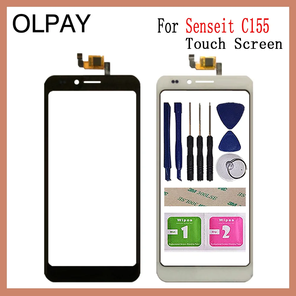 OLPAY 5," мобильный телефон для Senseit C155 сенсорный экран дигитайзер панель передняя внешняя стеклянная линза сенсор Бесплатный клей+ салфетки