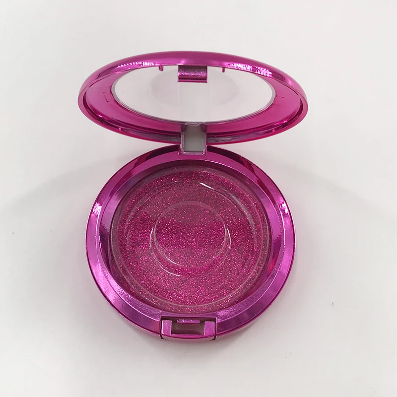 Rose red box Заказная упаковка 20 шт пустой пластиковый круглый ящик с лотком 25 мм норковые ресницы - Цвет: Rose red box