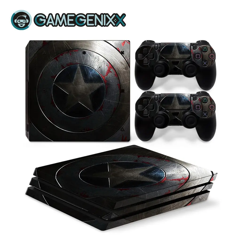 GAMEGENIXX Кожа Наклейка виниловая оберточная крышка полный набор для PS4 Pro консоли и 2 контроллеров-Капитан Америка