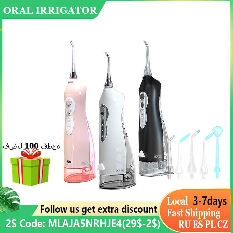 Dental Electric Oral Irrigator 3 Modes Portable Water Flosser Jet Tip 300ML SPA Water Tank Waterproof Teeth Cleaner Family Care portable smart dryer 1020w power 5 drying modes knob control capacity 6 6lbs for family dormitories apartments rvs white