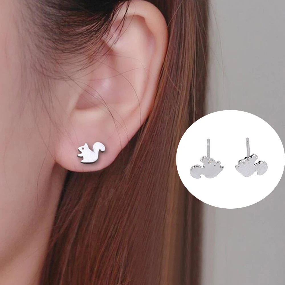

Ethnic Forest Squirrel Stud Earrings Cute Simple Style Fashion Animal Shape Small Earrings for Women Statement Jewelry oorbellen