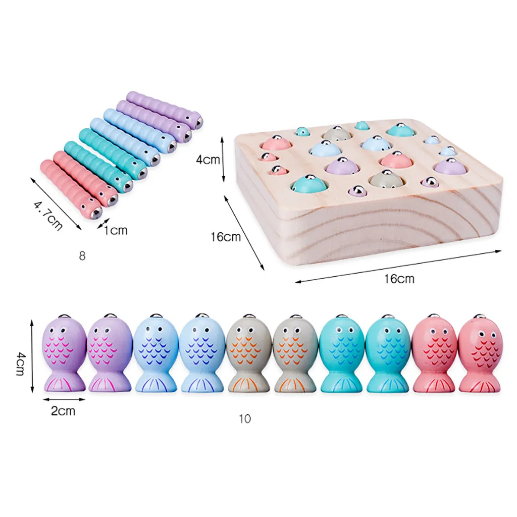Обучающая игрушка-головоломка для малышей, детские деревянные магнитные игрушки для рыбалки, набор для детей, 10 шт. в подарочной коробке# Y2