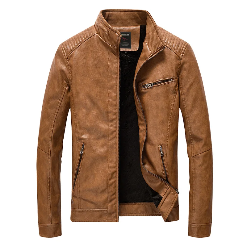 Мужская мотоциклетная кожаная куртка, мужские кожаные куртки, пальто, мужские куртки, верхняя одежда, пальто для мужчин, jaqueta de Couro, Прямая поставка, ZA240 - Цвет: Thick Brown Jacket