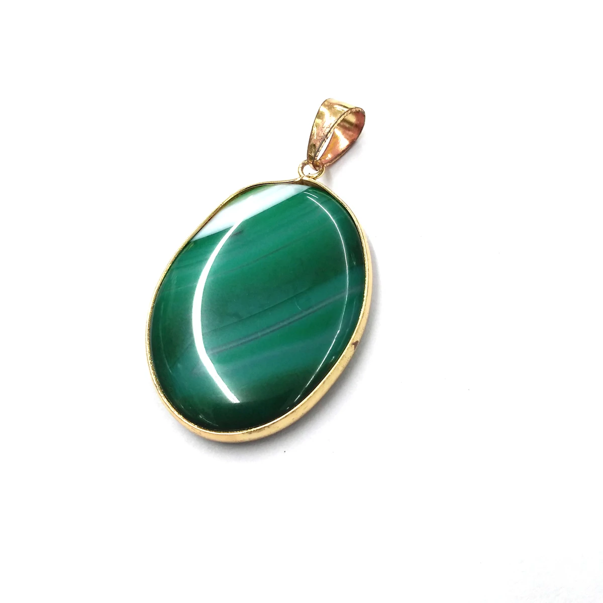 Green Stripe Agate Натуральный камень полосатые Агаты Подвески эллиптической формы кулон для самостоятельного изготовления ювелирных изделий ожерелье аксессуары размер 30x45 мм - Окраска металла: Green Stripe Agate