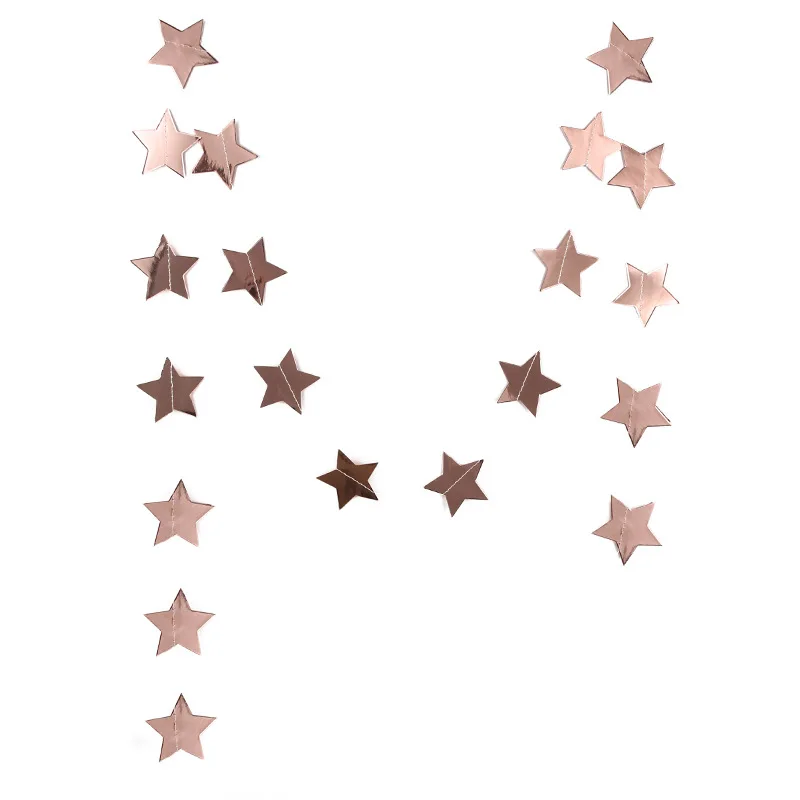 4m Star Heart Shape Double Mirror Paper Garland Color Round Creative Accessories Birthday Wedding Party Hanging Flag Home Decor