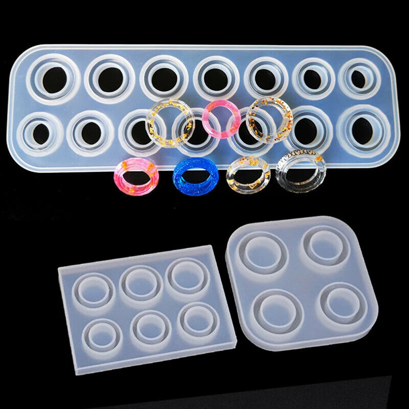 Silicone Mold Epoxy-Mould Jewelry Making-Ring Crystal Handmade Diy for 6/14-Hole-Rings