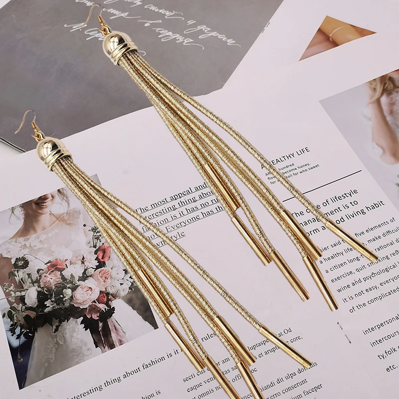 UKEBAY New Long Statement Earrings For Women Drop Earrings Luxury Gold Color Handmade Jewelry Boho Ear Accessories Female Gift