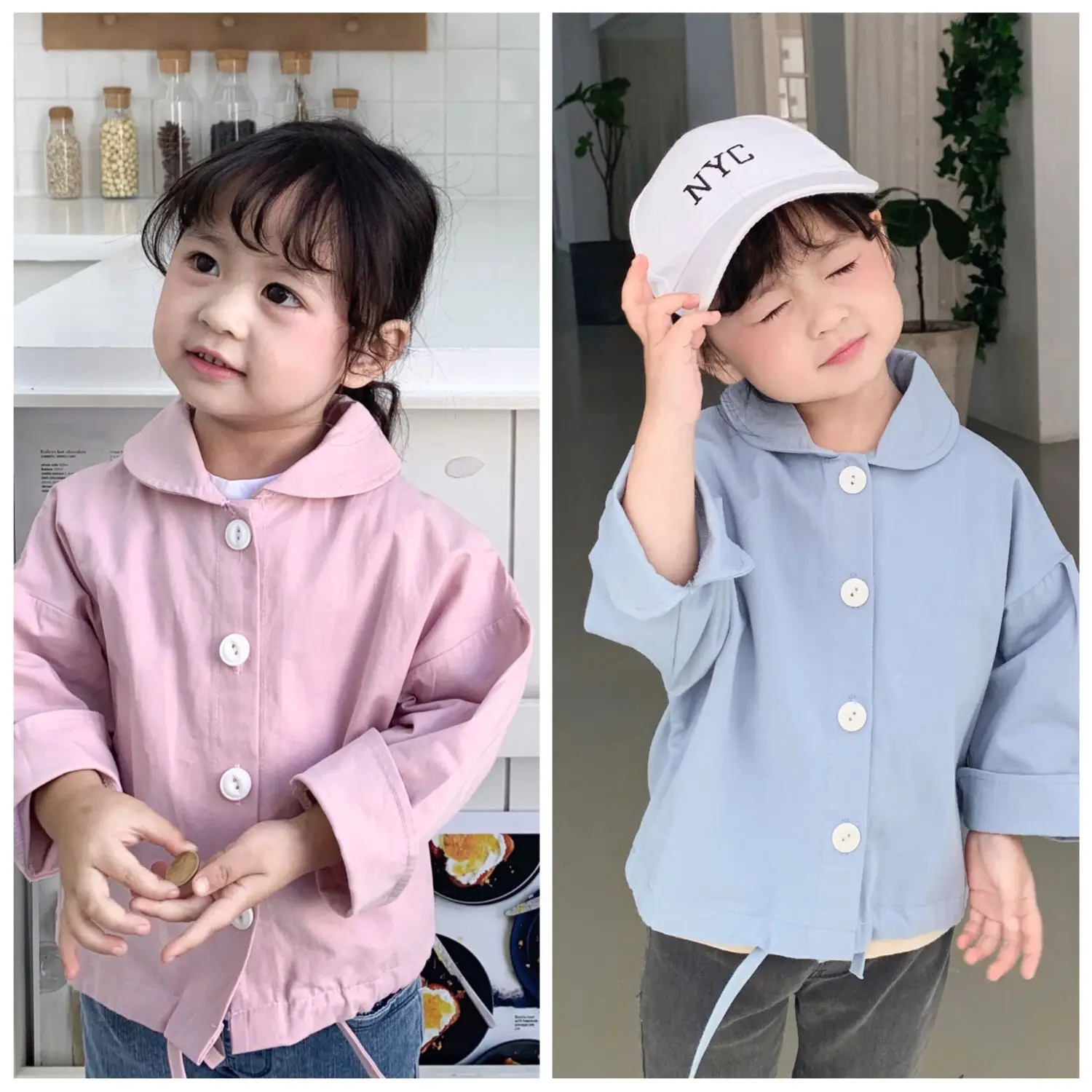

Can M Anne 2020 Childrenswear Spring And Summer New Style Children Coat Korean-style Solid Color Fold-down Collar Tops Single Br