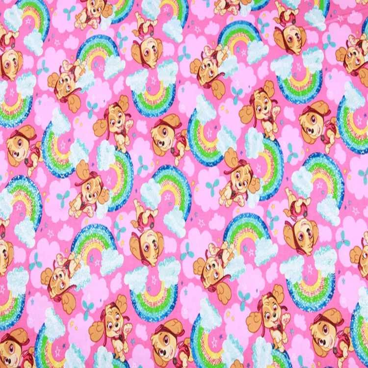 100X110 см Мультяшные собаки с радужным принтом розовый хлопок для девочки летний материал для вышивания Чехлы для дома сумки DIY-BK558