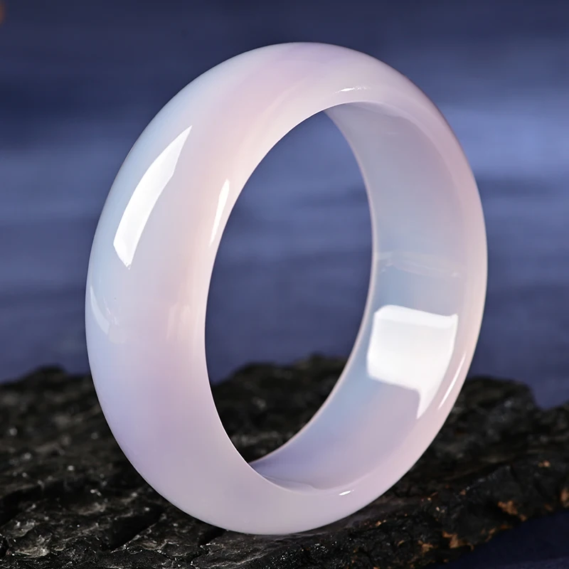 Natural High Quality Litchi Frozen Ice Jade Chalcedony Agate Bracelet Girl's Natural White Ice Transparent Round Bracelet