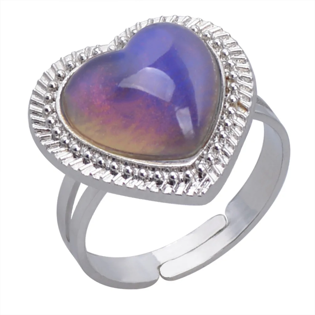 Finger Ring Adjustable Color Change Ring JUCHAO Fashion Love Peach Heart Temperature Control Mood Ring for Women Gothic