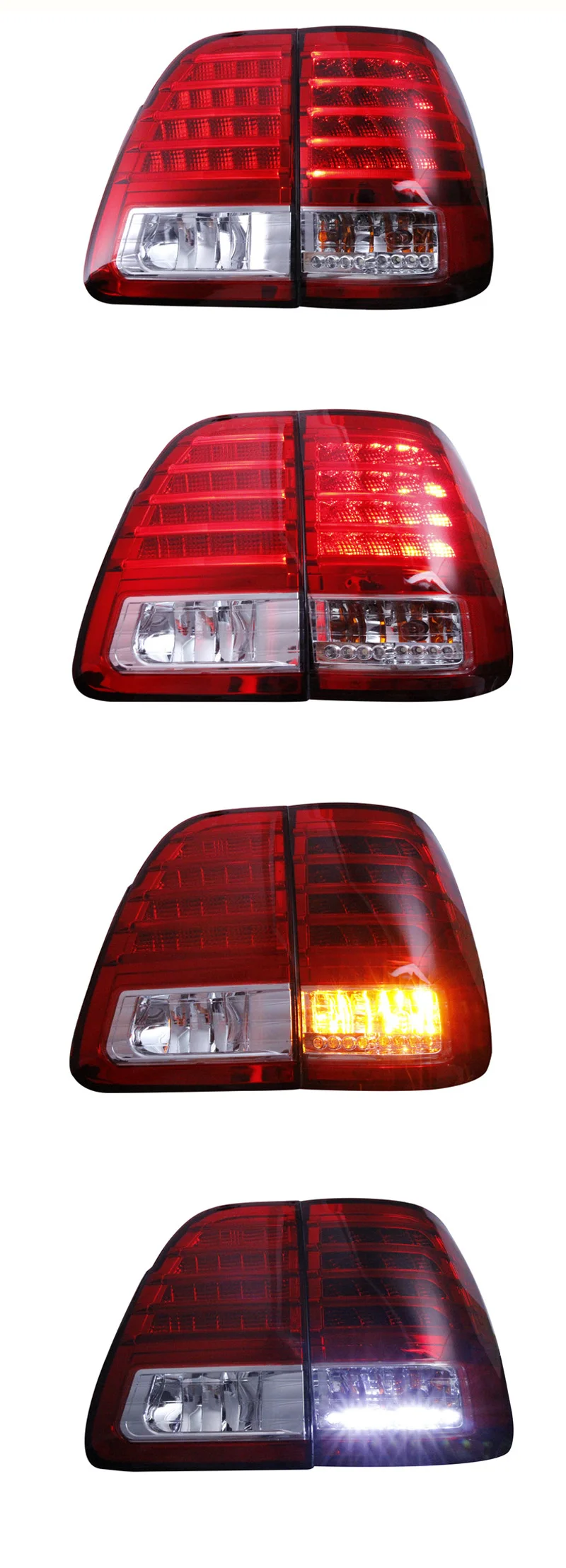 Car LED Tail Light Taillight For Toyota Land Cruiser 100 FJ100 LC100 1998- 2007 Rear Fog Lamp+ Brake+ Reverse+ Turn Signal