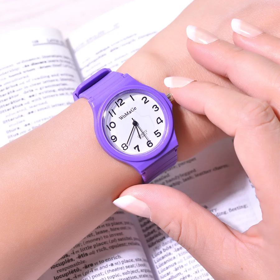 

New Style with Numbers Measuring Watch Women's Simple Waterproof Elegant Students Shatter-resistant Children INS-Style Cute Jell