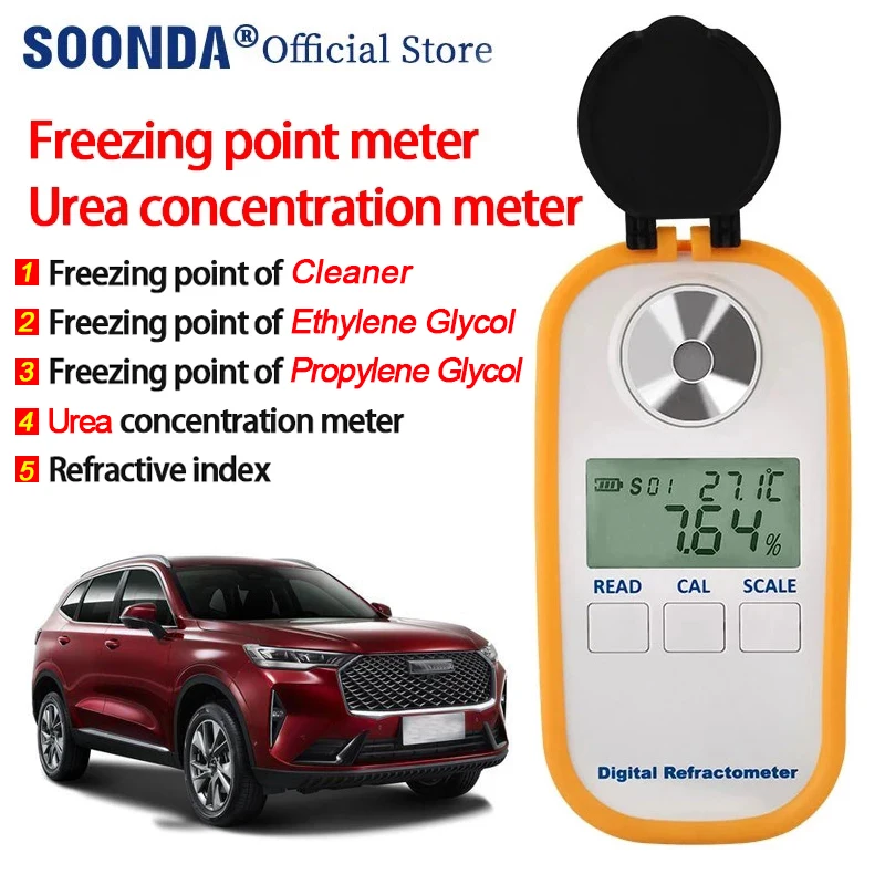 

Car Automobile Urea Concentration Meter Tester Cleaning liquid Ethylene glycol Propylene glycol Antifreeze Freezing Point Meter