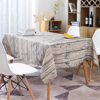 

Retro Bionic Wood Grain Cotton Linen Tablecloth Decor Cover Background Home Desk Decorations Kitchen Restaurant Table Covers