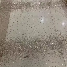 Новинка 10 ярдов/партия jr01# ткань цвета шампанского в Золотой горошек Добби с наклеенными блестками для распиловки свадебного платья