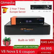 Gtmeida V8 Nova DVB-S2/S FTA спутниковый ТВ приемник Freesat V8 с 1 год Европа 7 линий Cccam поддержка AC3 встроенный Wifi H.265