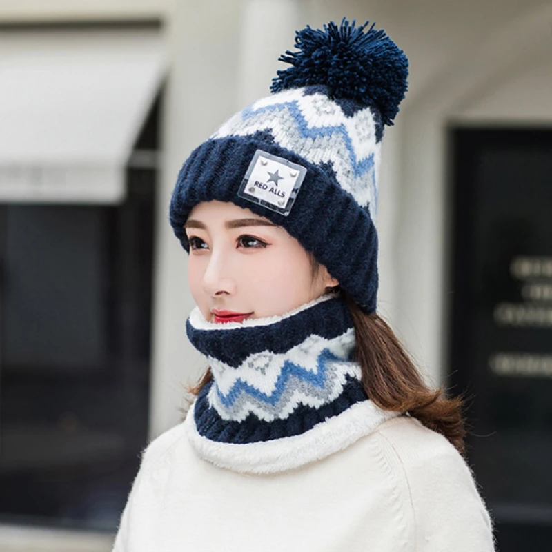 Ladies Hashtag Slogan Bobble Hat Thick Winter Thermal Ski Pompom Soft Beanie Hat 