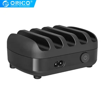 

ORICO 5 USB Port Charger Charging Station Dock With Support 40W 5V2. 4A * 5 USB Charging For Iphone Pad Kindle Tablet