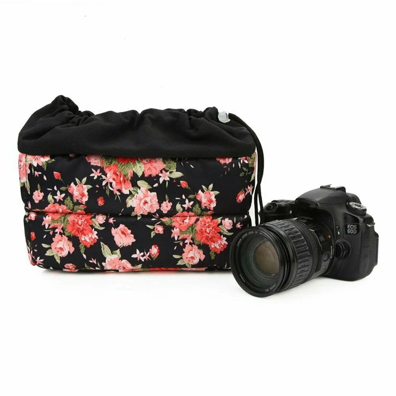 Полный-Цветочные вставки раздел Dslr камера сумка ударопрочный линзы мягкий чехол для Canon sony Nikon