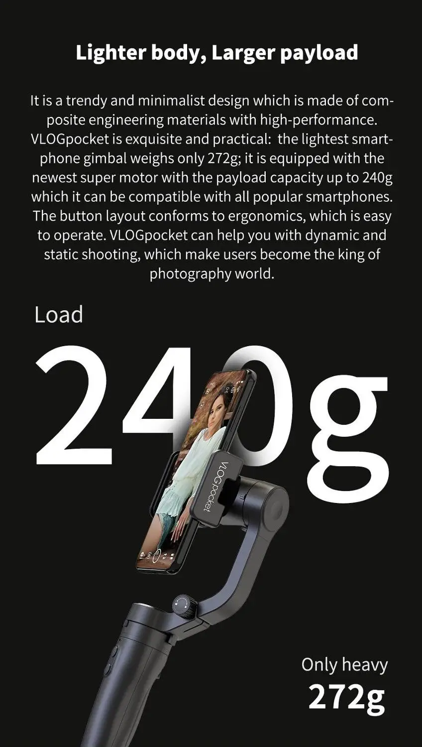  Feiyu VLOG Pocket a Pocket Sized Foldable 3 axis Smartphone Handheld Gimbal Stabilizer for iPhone X