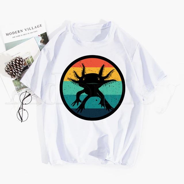 Camiseta de gola redonda com estampa de desenho animado Axolotl