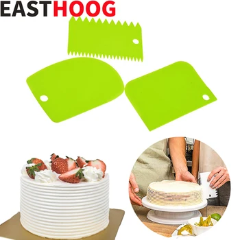 

3Pcs/set Baking Pastry Tools Plastic Dough Knife Icing Fondant Scraper Decorating Plain Smooth Spatulas Cutters Cake Tool