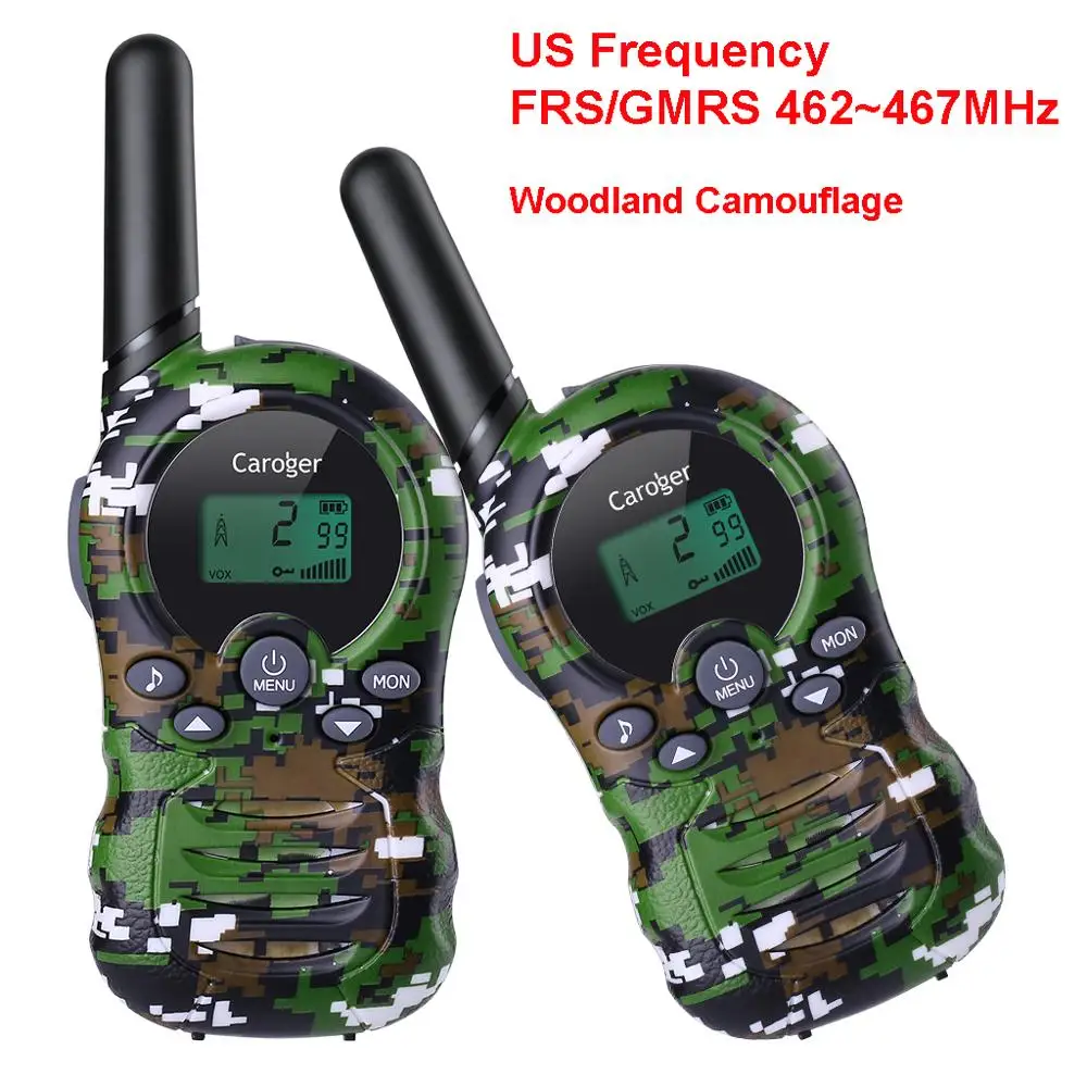 US Green Camouflage Caroger 22/8 канал 2 шт. иди и болтай Walkie Talkie S FRS/GMRS 462/467/446 МГц двухстороннее радио 2 км Диапазон ручной домофон с камуфляжным принтом - Цвет: US Green Camouflage