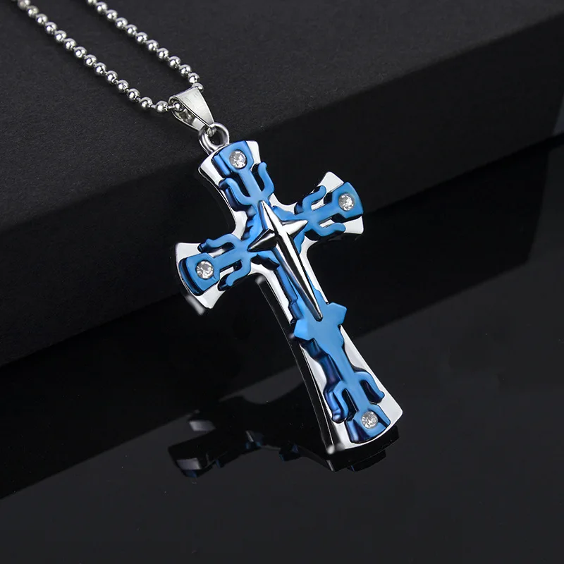 2021 Fashion New Black Rectangle Pendant Necklace Men Trendy Simple Stainless Steel Chain Men Necklace Jewelry Gift 