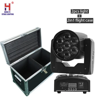 

zoom led mini beam moving head light 7x12W 4in1 RGBW wash light DMX dj stage lights with flight case (2pcs/lot)
