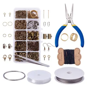 

1 Box DIY Jewelry Making Kits with Jump Rings Cord Ends Pliers Earring Hooks