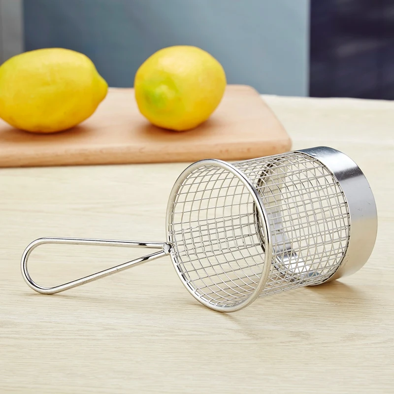 Stainless Steel Magic Basket Mini Chip French Fries Frying Basket Mesh Strainer Net Chef Cooking Kitchen Accessories
