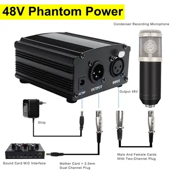 

48V Phantom Power EU US Plug For BM 800 Condenser Microphone Studio Recording Mic Power Supply Equipment Audio DC Power Adapter