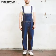 INCERUN, мужские джинсовые комбинезоны Carpenter, повседневные штаны, Свободный комбинезон, мужские Модные комбинезоны с карманами, комбинезон на подтяжках, 7