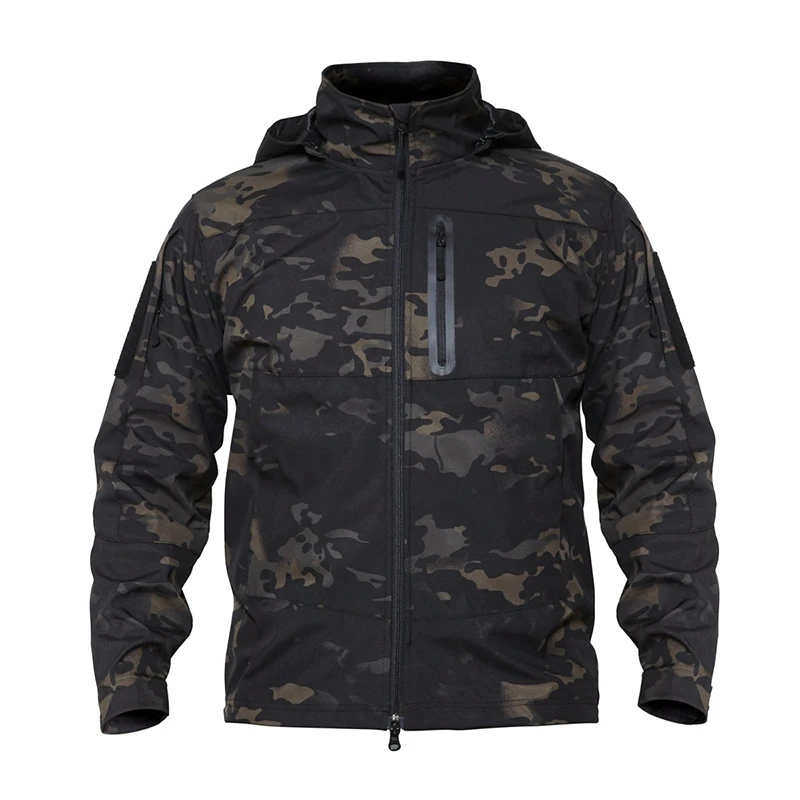 Black camouflage Уличная куртка из мягкой кожи мужская водонепроницаемая походная Походное пальто военные, армейские, охотничьи куртки зимняя ветрозащитная ветровка - Цвет: Black camouflage